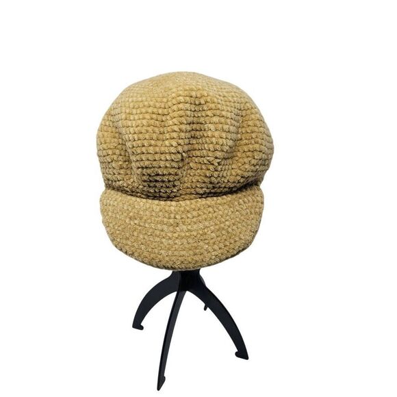 Vintage Inspired Camel Chenille Knit Beret Hat Winter Accessory City Classic - Picture 7 of 7